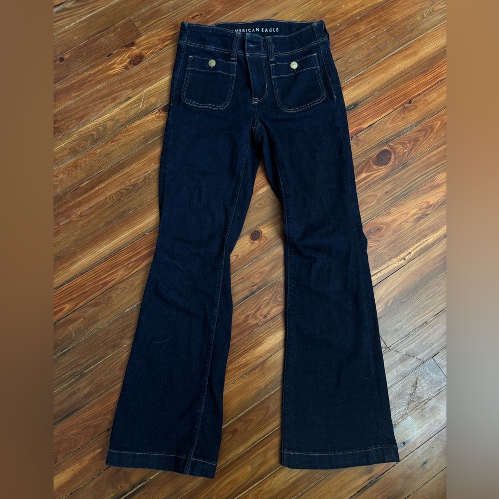 American Eagle Outfitters Dark Blue Bootcut with Front Patch Pockets